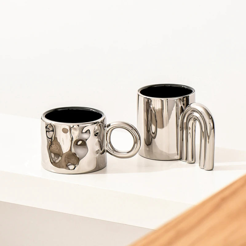 Ceramic Luxury Mugs - Silver Finish