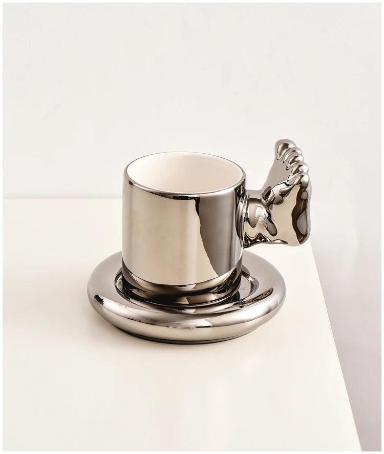 Ceramic Luxury Mugs - Silver Finish