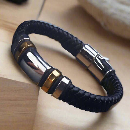 Classic Black Leather Wrap Bracelet