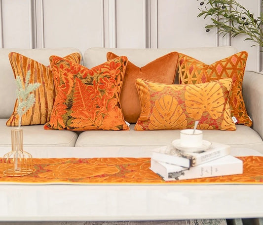 Cushion Covers - Luxurious Orange Velvet