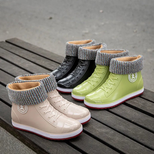 Gumboots / Ankle Rain Boots - Lace-Up