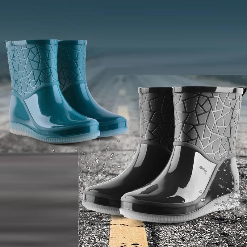 Gumboots /  Mid-Calf Rain Boots - Fretwork