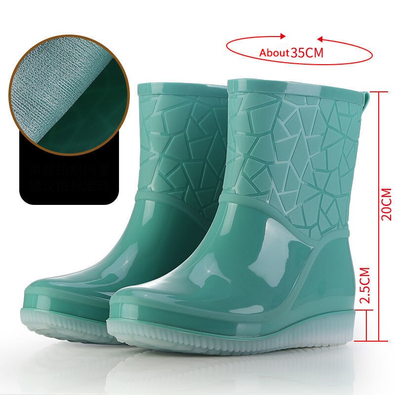 Gumboots /  Mid-Calf Rain Boots - Fretwork