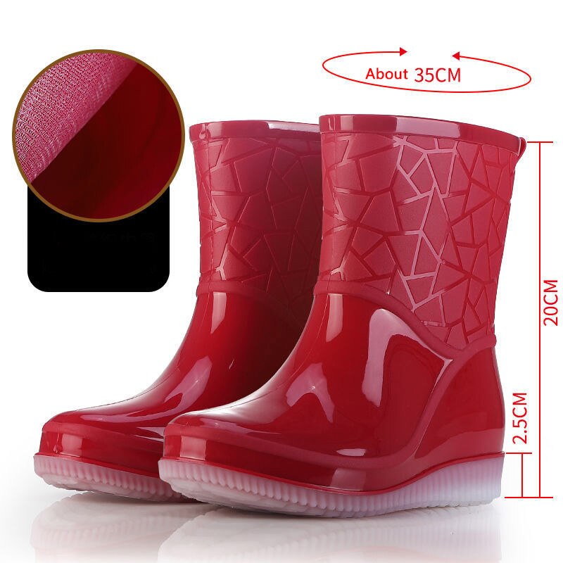 Gumboots /  Mid-Calf Rain Boots - Fretwork