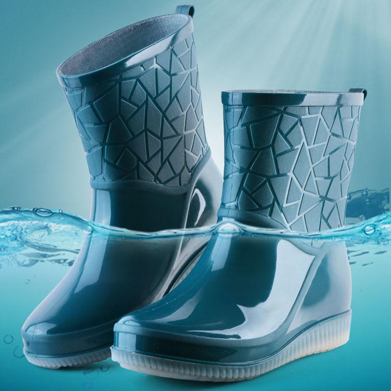 Gumboots /  Mid-Calf Rain Boots - Fretwork