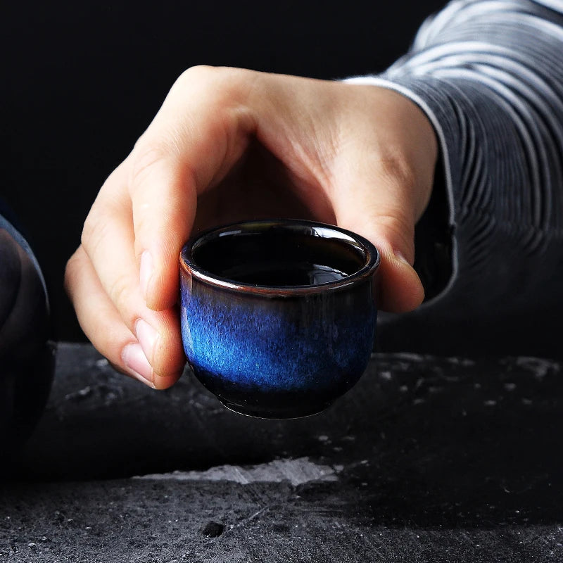 Japanese Sake Set - Blue Ceramic