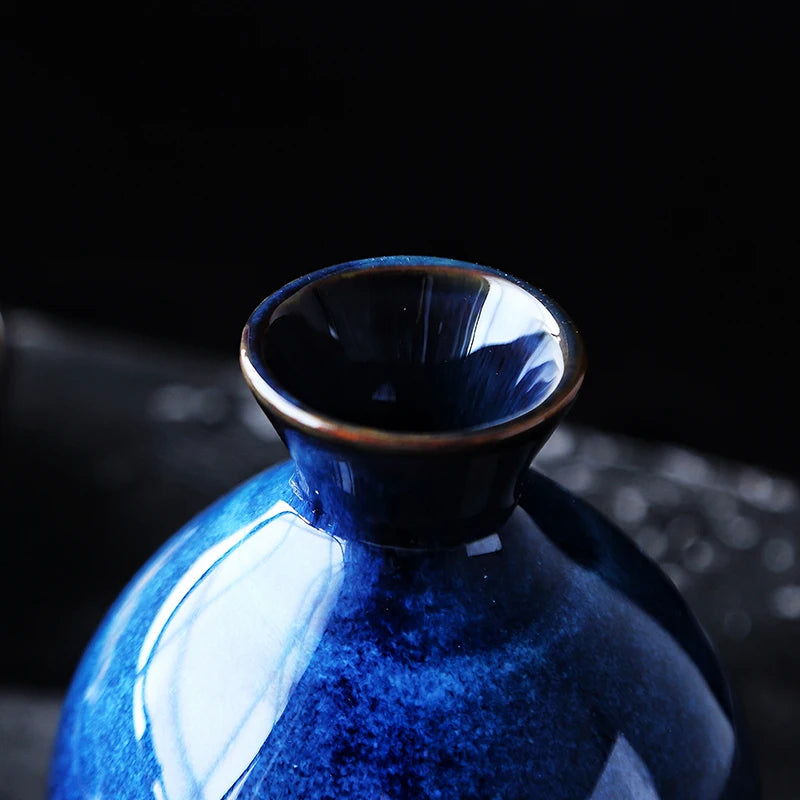 Japanese Sake Set - Blue Ceramic