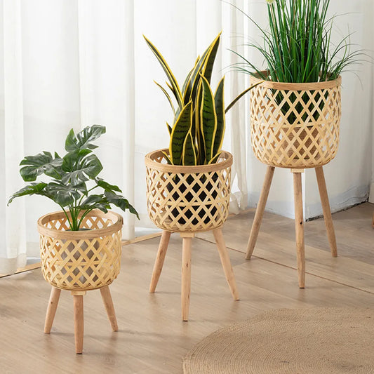 Plant Stand - Woven Bamboo