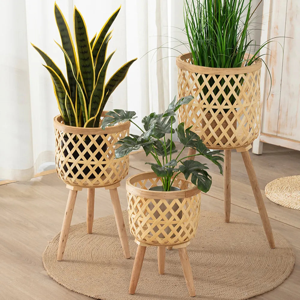 Plant Stand - Woven Bamboo