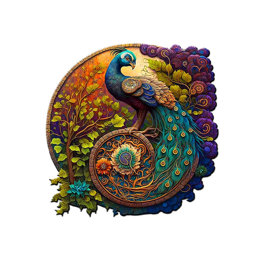 Puzzle - Round Shape, Peacock