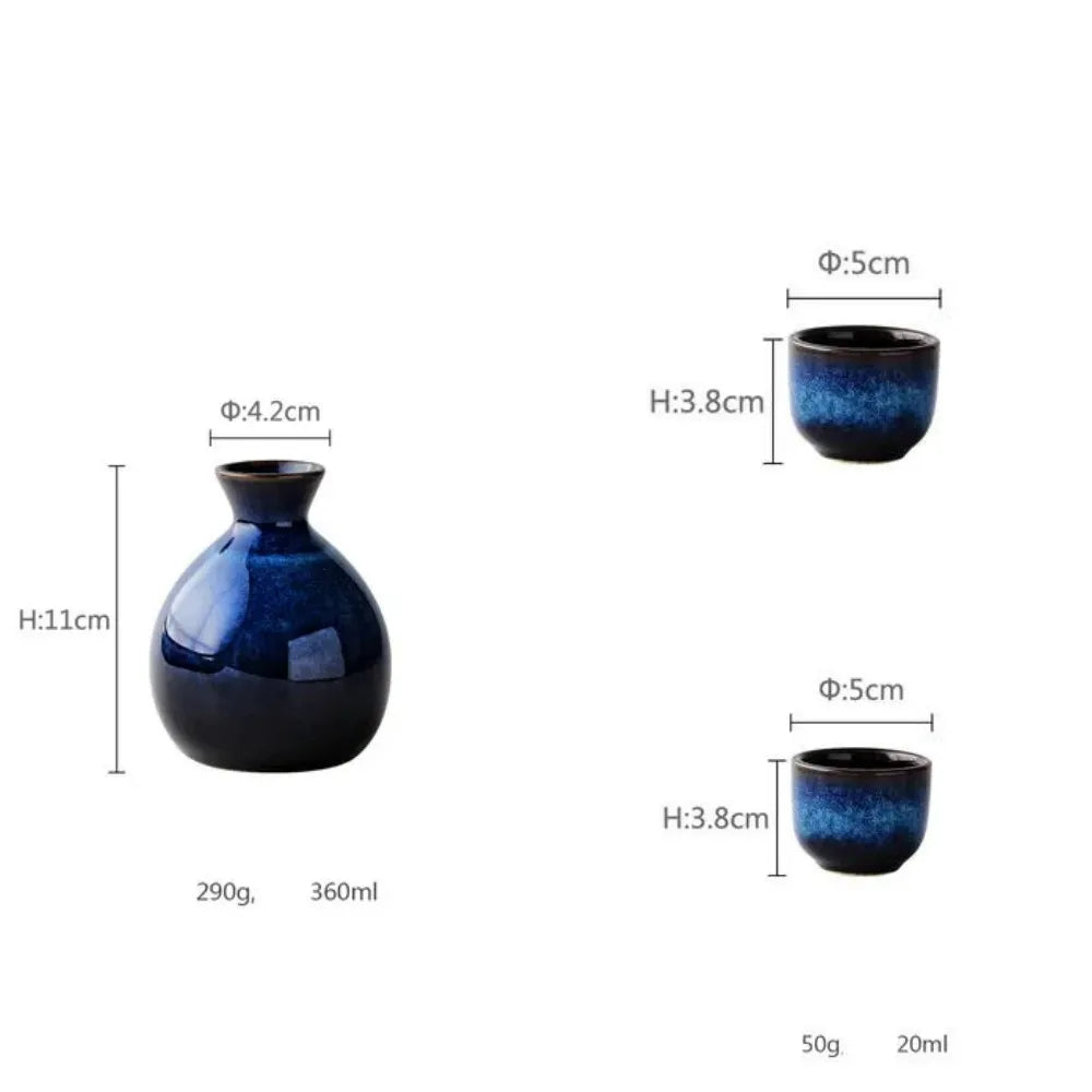 Japanese Sake Set - Blue Ceramic