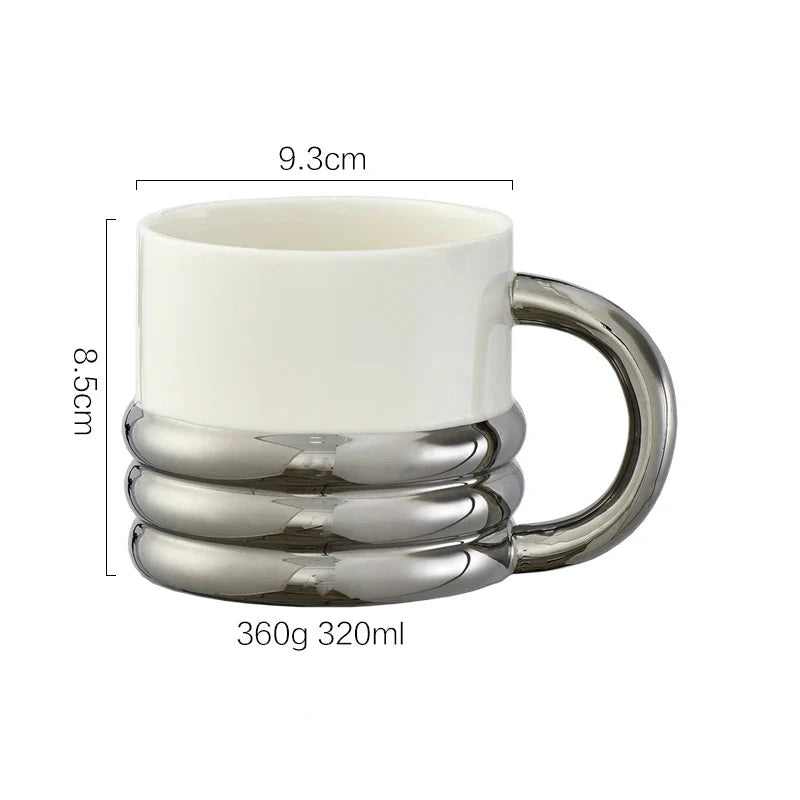 Ceramic Luxury Mugs - Silver Finish