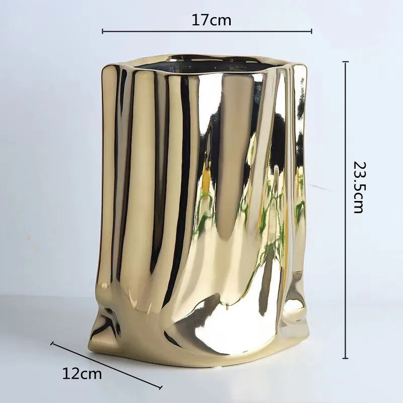 Electroplated gold vase