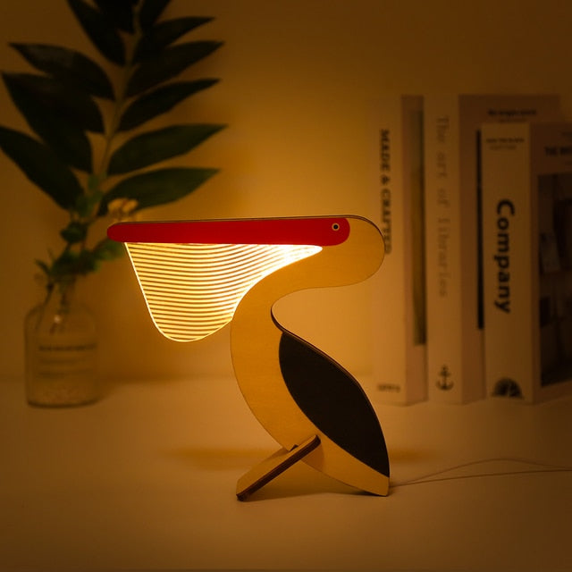 Wooden Animal LED Night Light