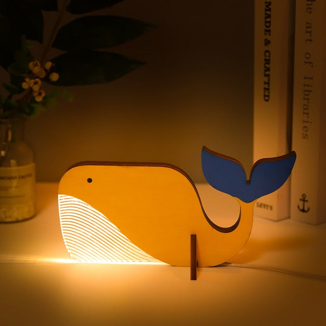 Wooden Animal LED Night Light