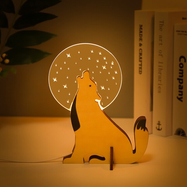 Wooden Animal LED Night Light