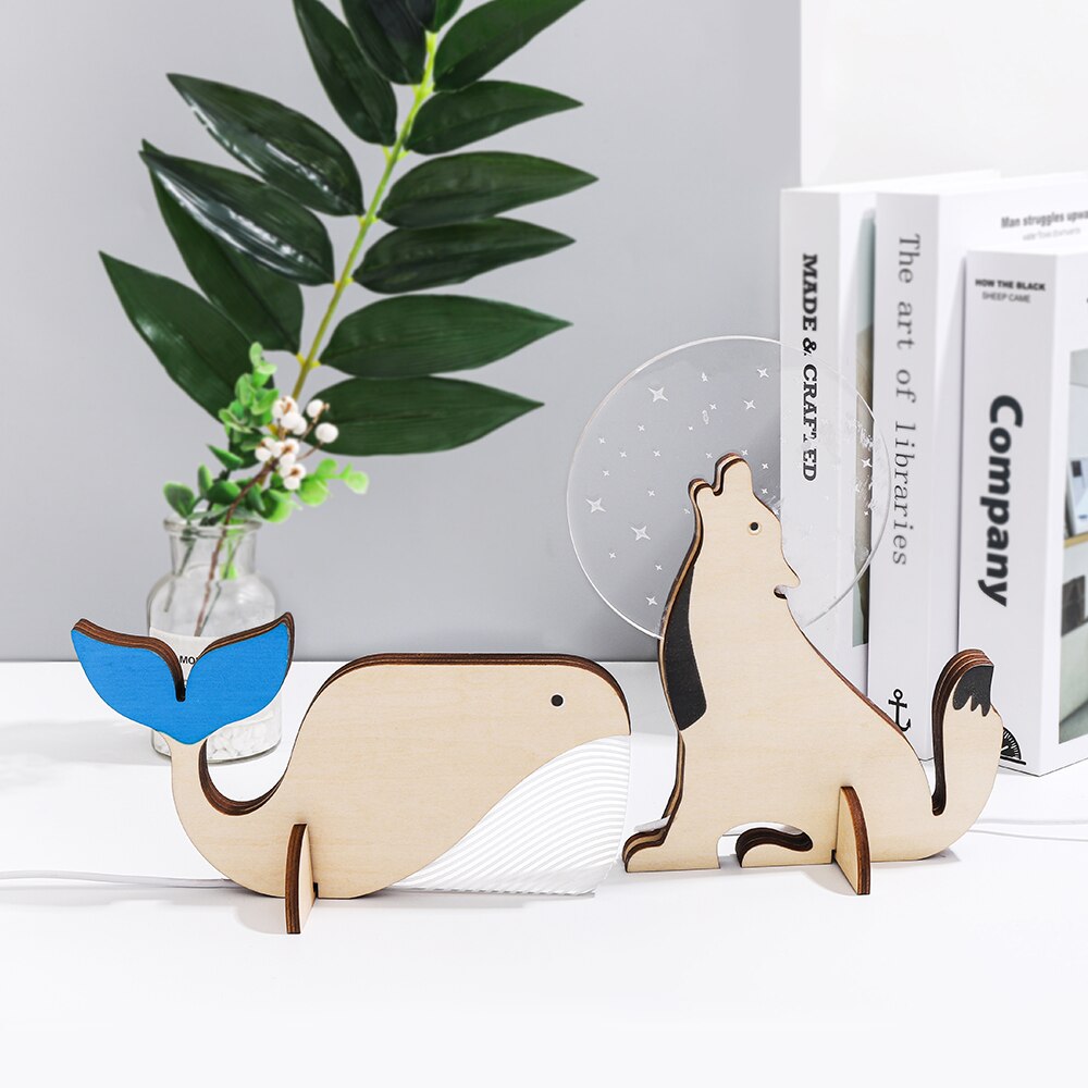 Wooden Animal LED Night Light