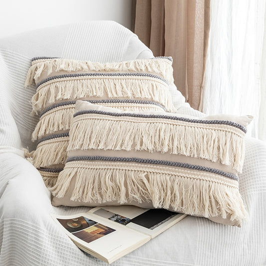 Cushion covers with tassels