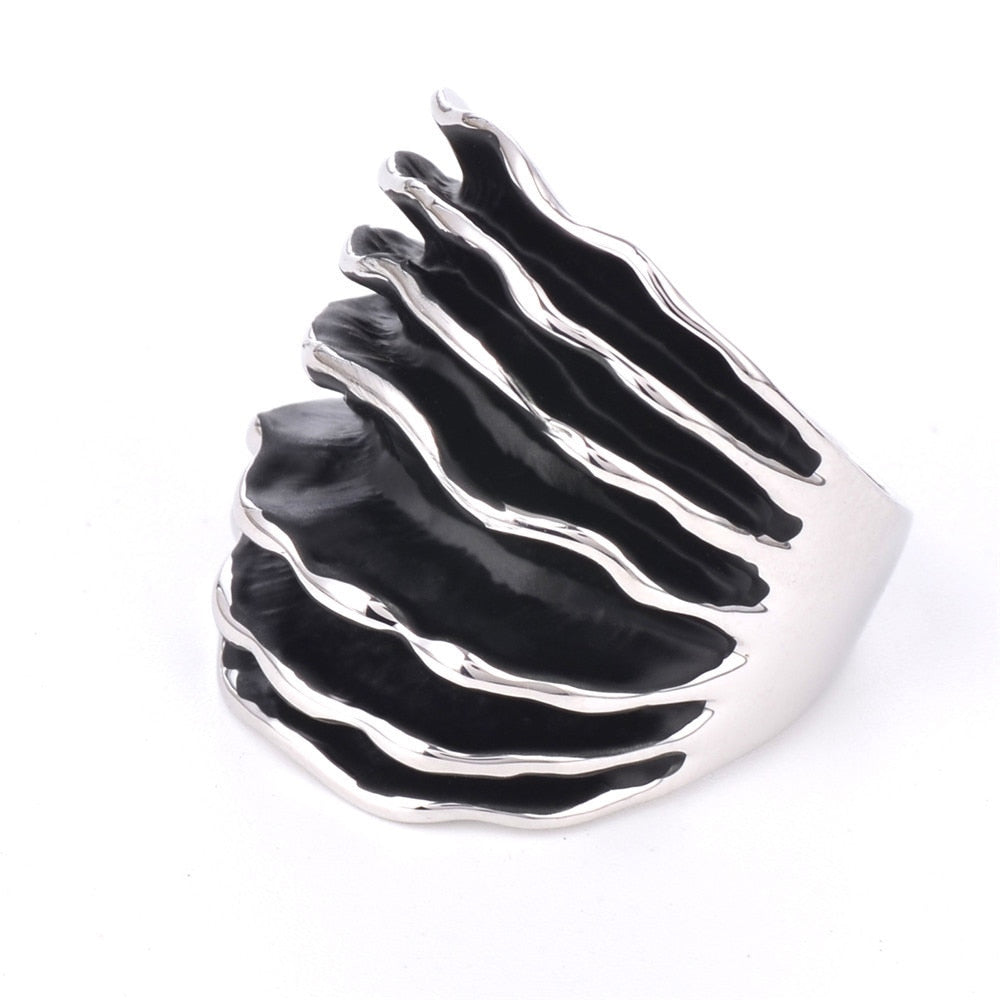 Chunky ring in black + silver