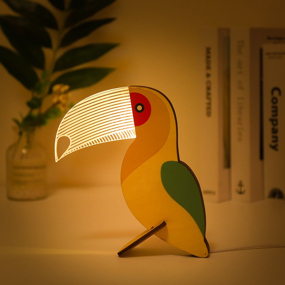 Wooden Animal LED Night Light